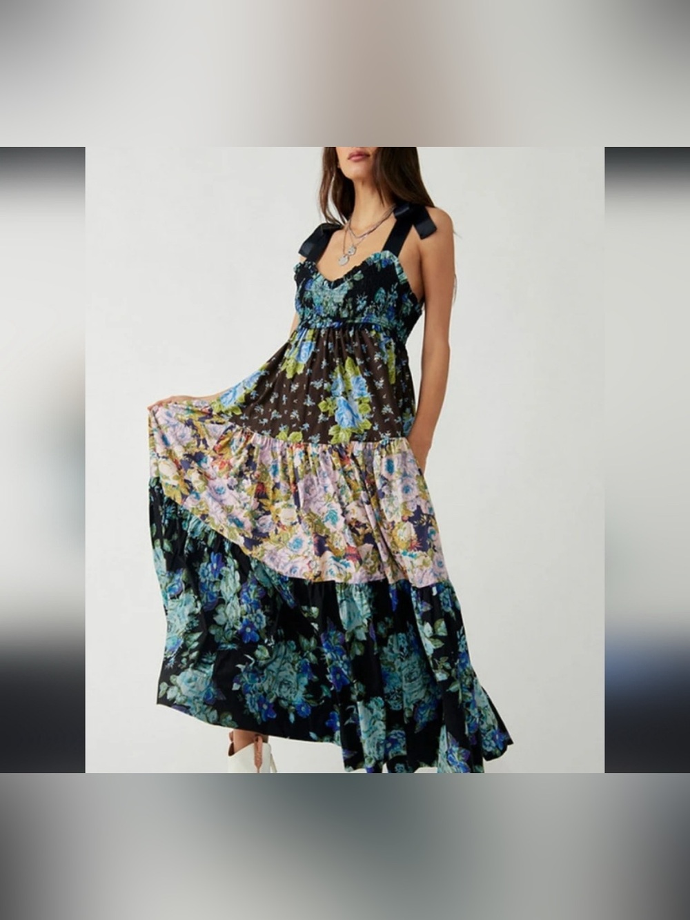 Free People Bluebell Maxi Dress - cool combo blue black - Medium (estimated) *IR - Picture 6 of 10